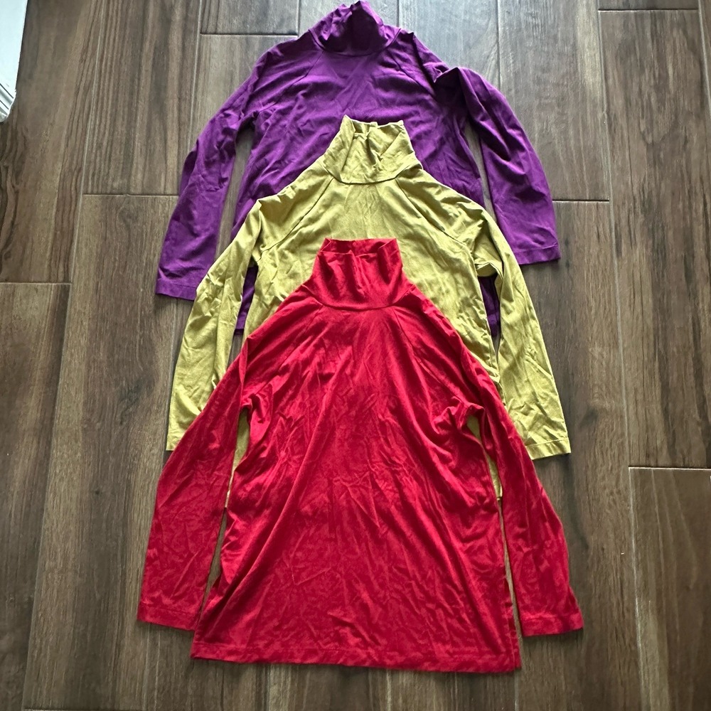 J. Jill Luxe Supima Cotton Tencel Turtleneck Tunic Lot 3 Red Purple Gold XS P